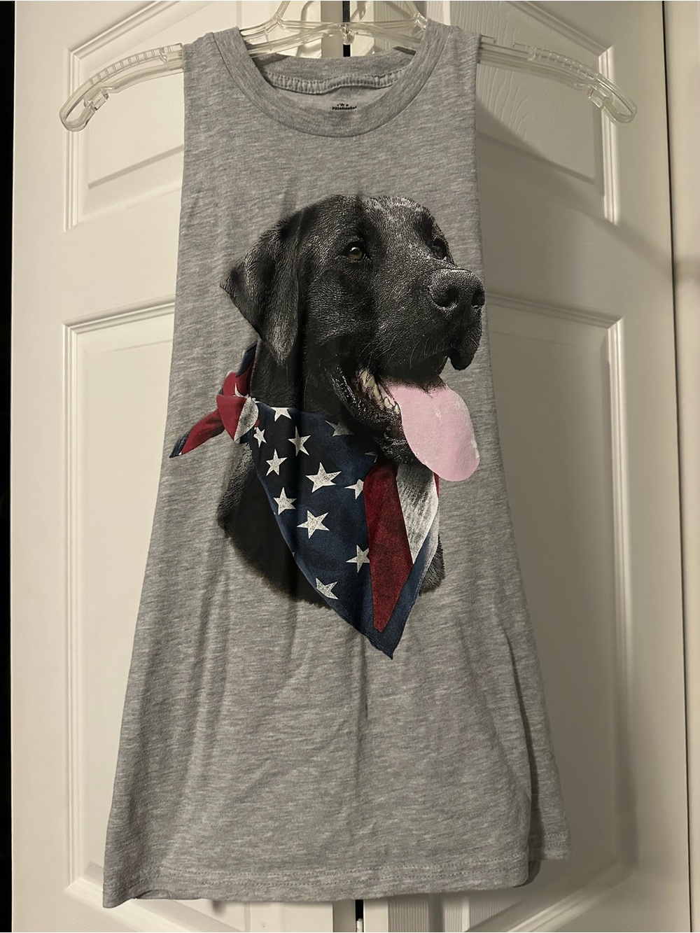 Gray Dog Print Sleeveless Pet-Themed Tank Top Cutoff ‘Merica Mens Small